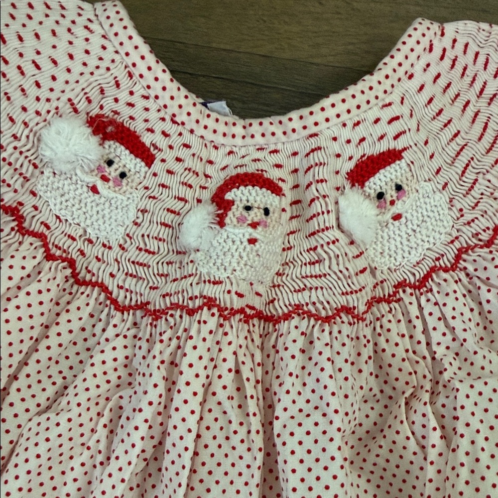 Smocked Santa Bishop Dress Sz 18M - Picture 3 of 6